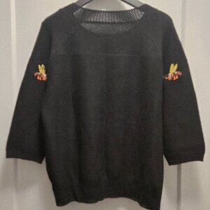 Women's Lightweight Black 3/4 Sleeves Pullover Knit Sweater - Size XL